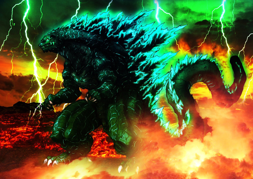 bioluminescence, claws, full_body, giant, giant_monster, glowing, godzilla, godzilla_(series)