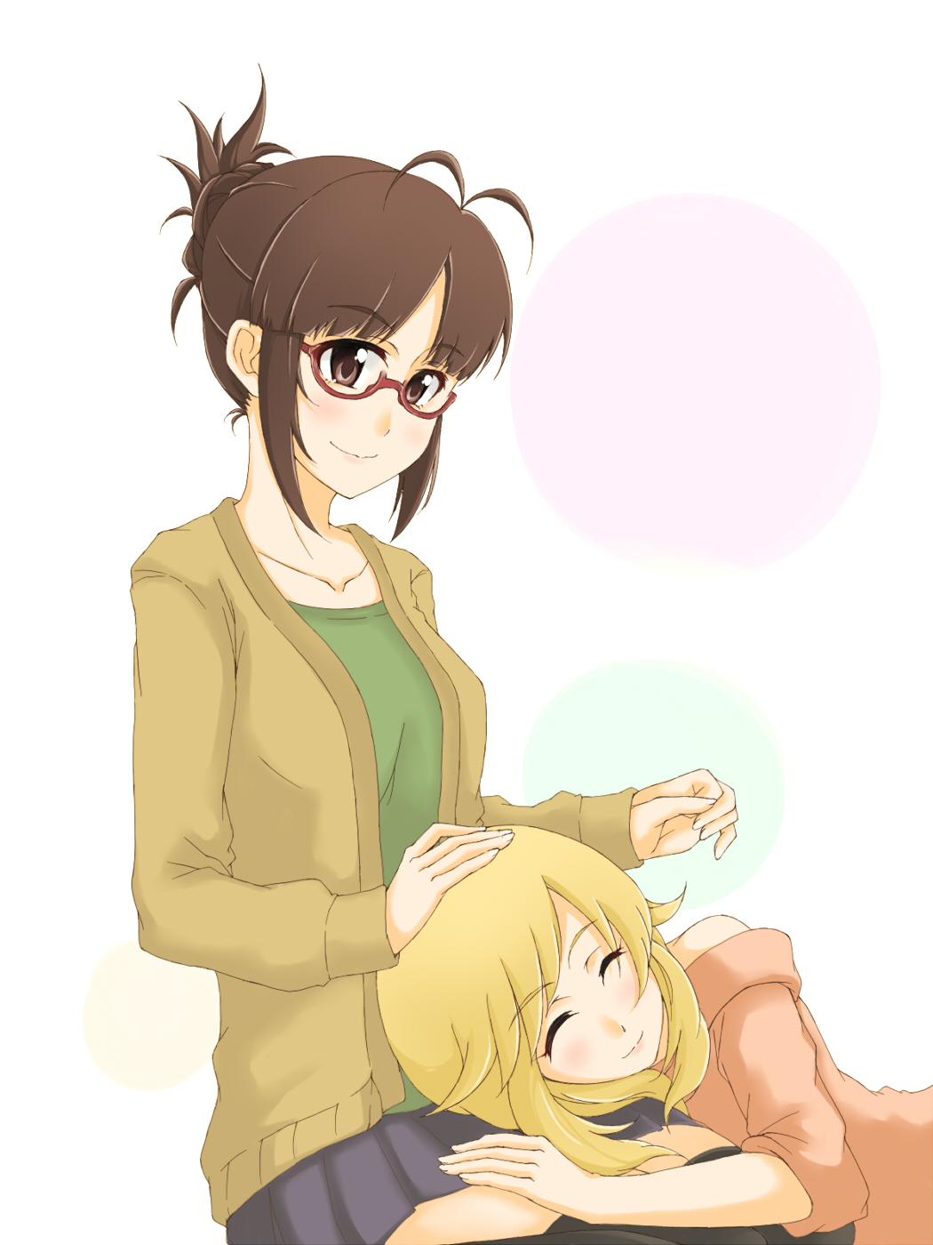 aoi2410, blonde_hair, brown_eyes, brown_hair, glasses, highres, hoshii_miki, idolmaster