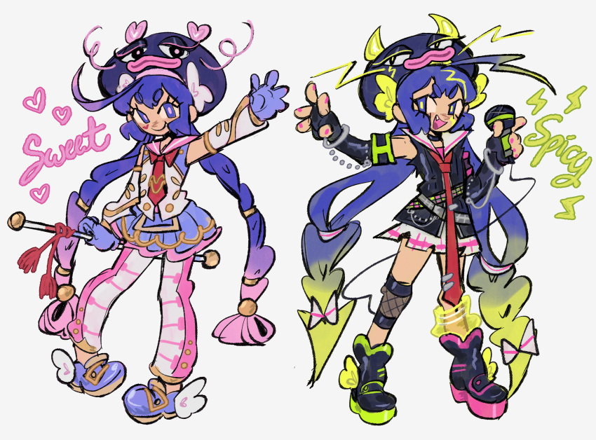 2girls, absurdres, animal_hat, blue_hair, braid, commentary, dual_persona, english_commentary