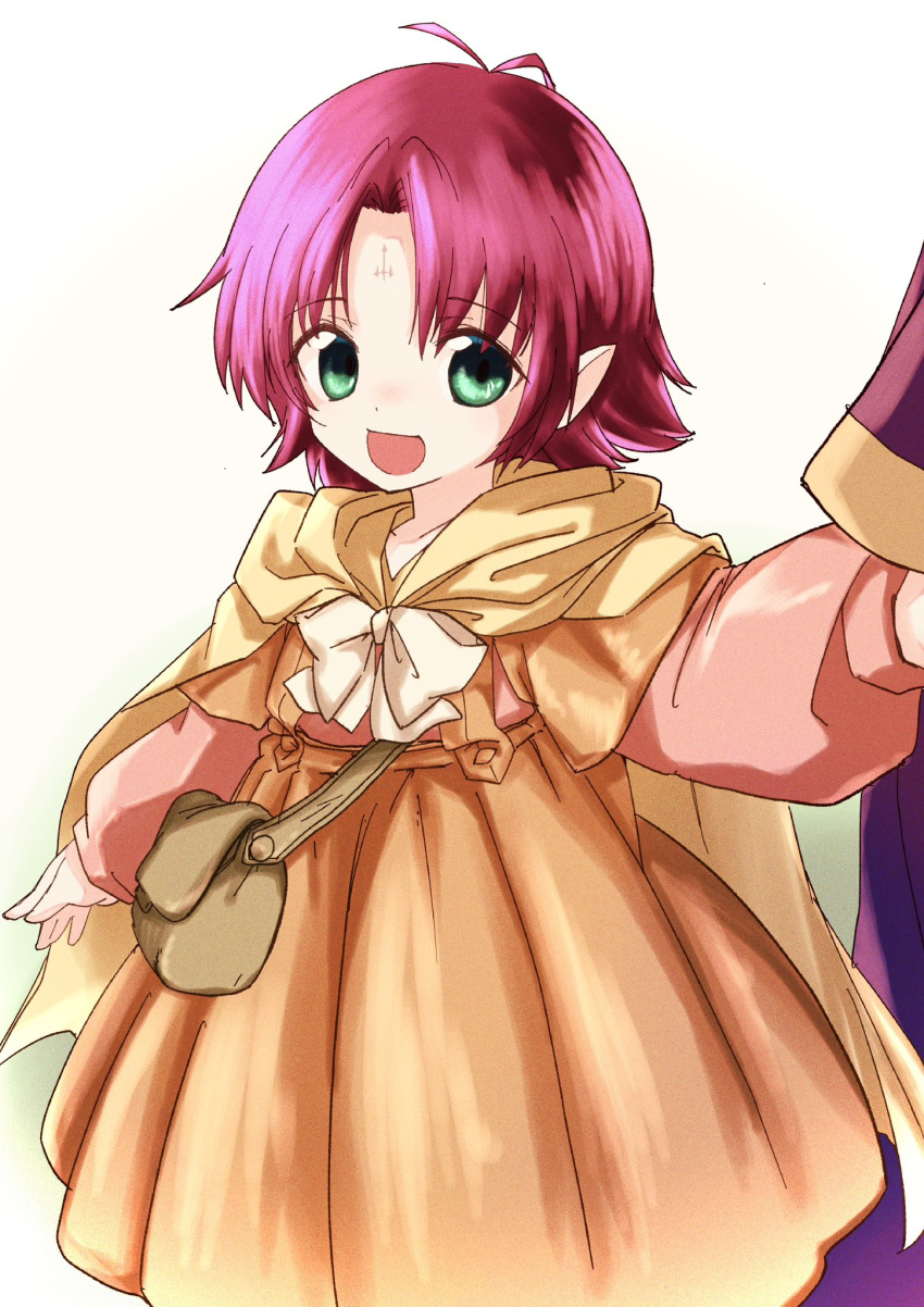 2girls, :d, bag, bow, bowtie, brown_bag, cape, commentary_request