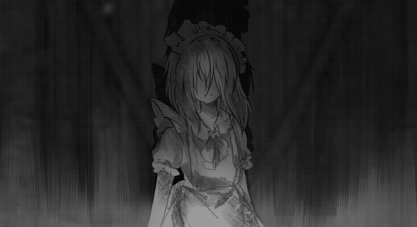 1girl, apron, bad_id, bad_twitter_id, bow, bowtie, collared_dress, commentary