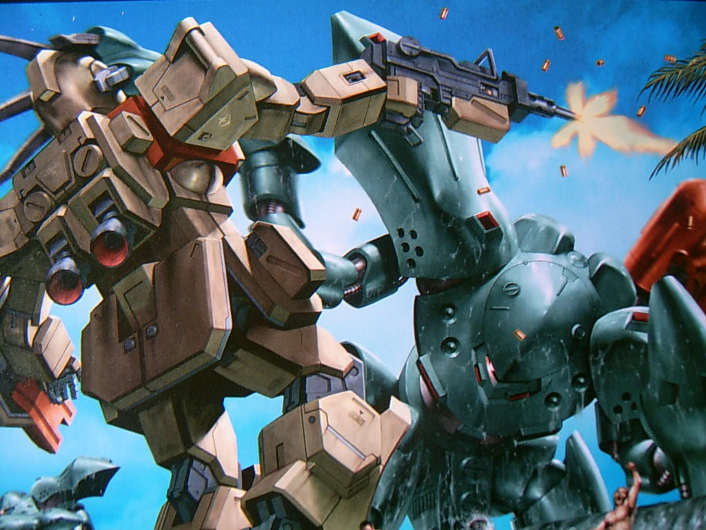 casing_ejection, claws, firing, ground_gm, gun, gundam, hygogg, machine_gun