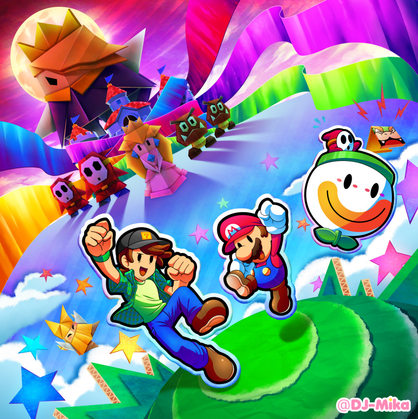 absurdres, bowser, dj-mika, goomba, highres, king_olly, mario, olivia_(paper_mario), paper_mario, paper_mario:_the_origami_king, shy_guy, super_mario_bros.