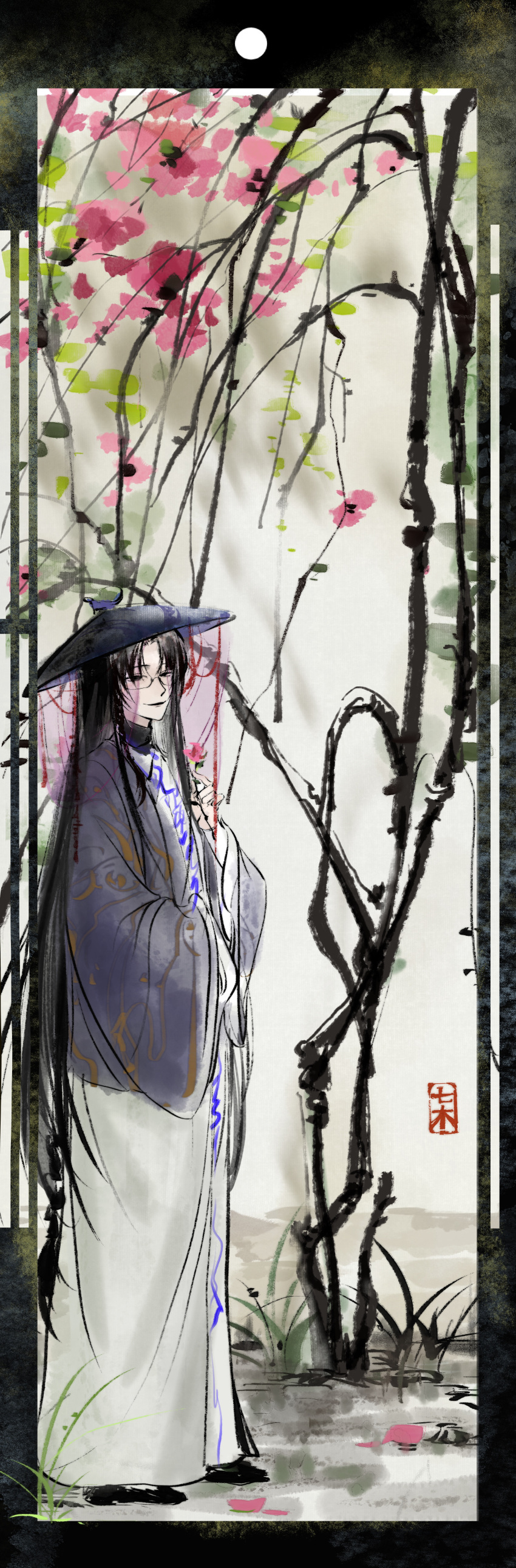 1boy, absurdres, black_eyes, black_footwear, black_hair, black_hat, black_jacket, chinese_clothes