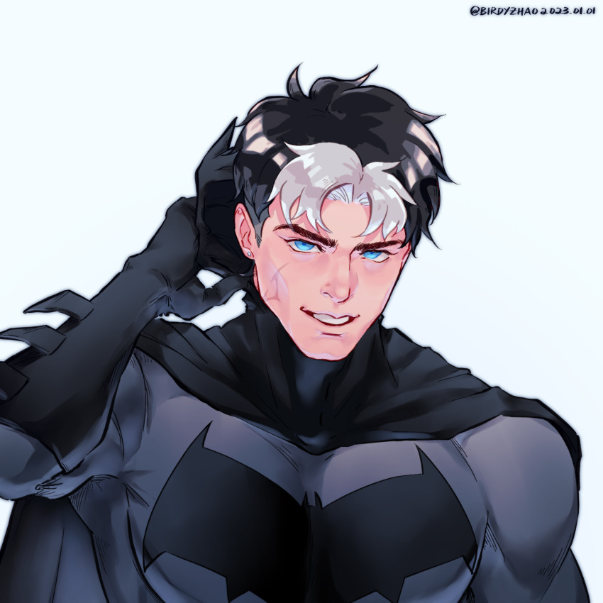 1boy, bat_signal, batman, batman_(series), batman_symbol, birdyzhao_re, black_cape, black_gloves