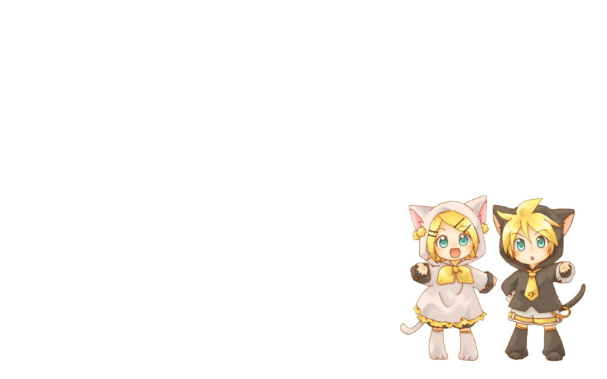 animal_ears, chibi, hidacafe, kagamine_len, kagamine_rin, tail, twins, vocaloid