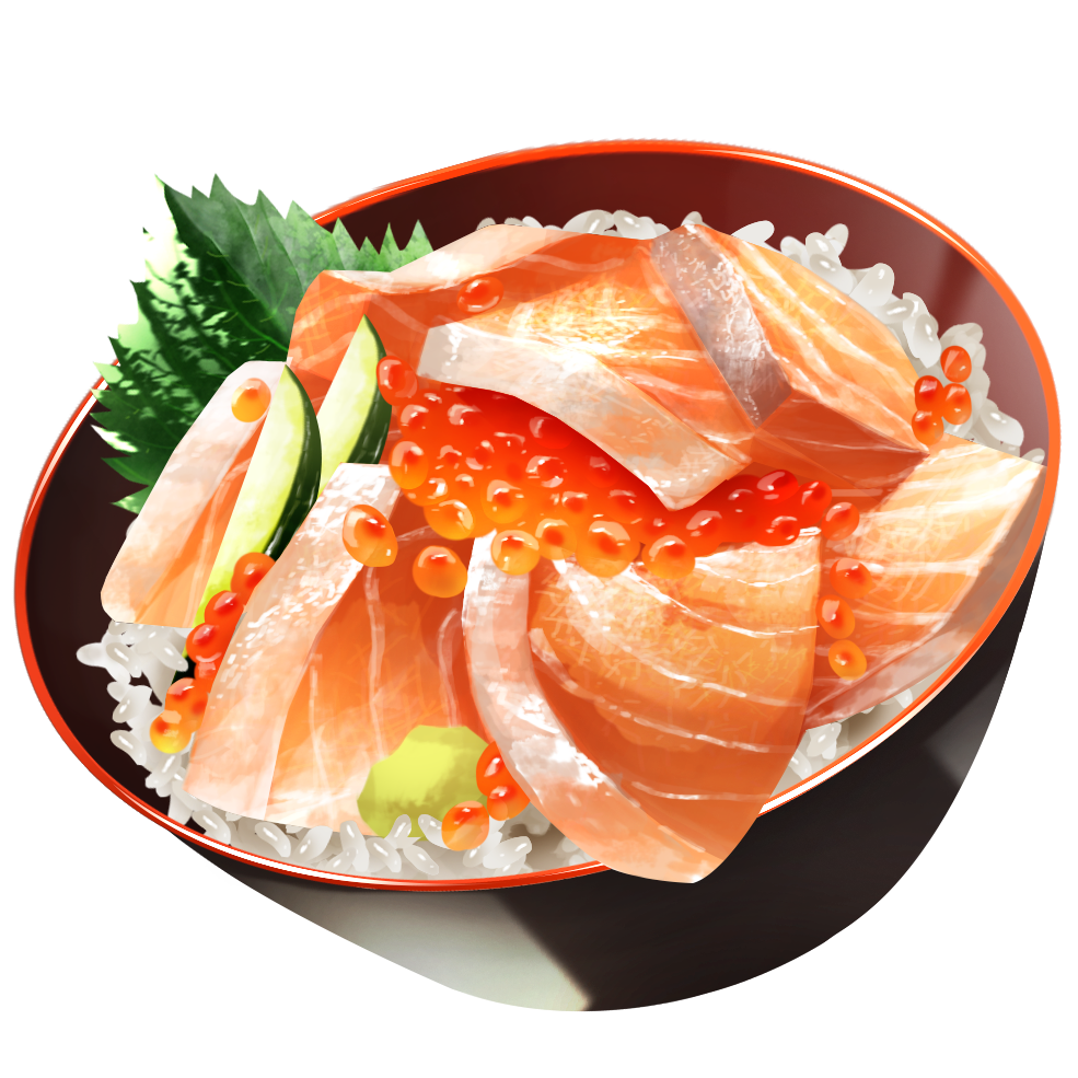 bowl, fish_(food), food, food_focus, ikura_(food), no_humans, original, oyakodon_(food)