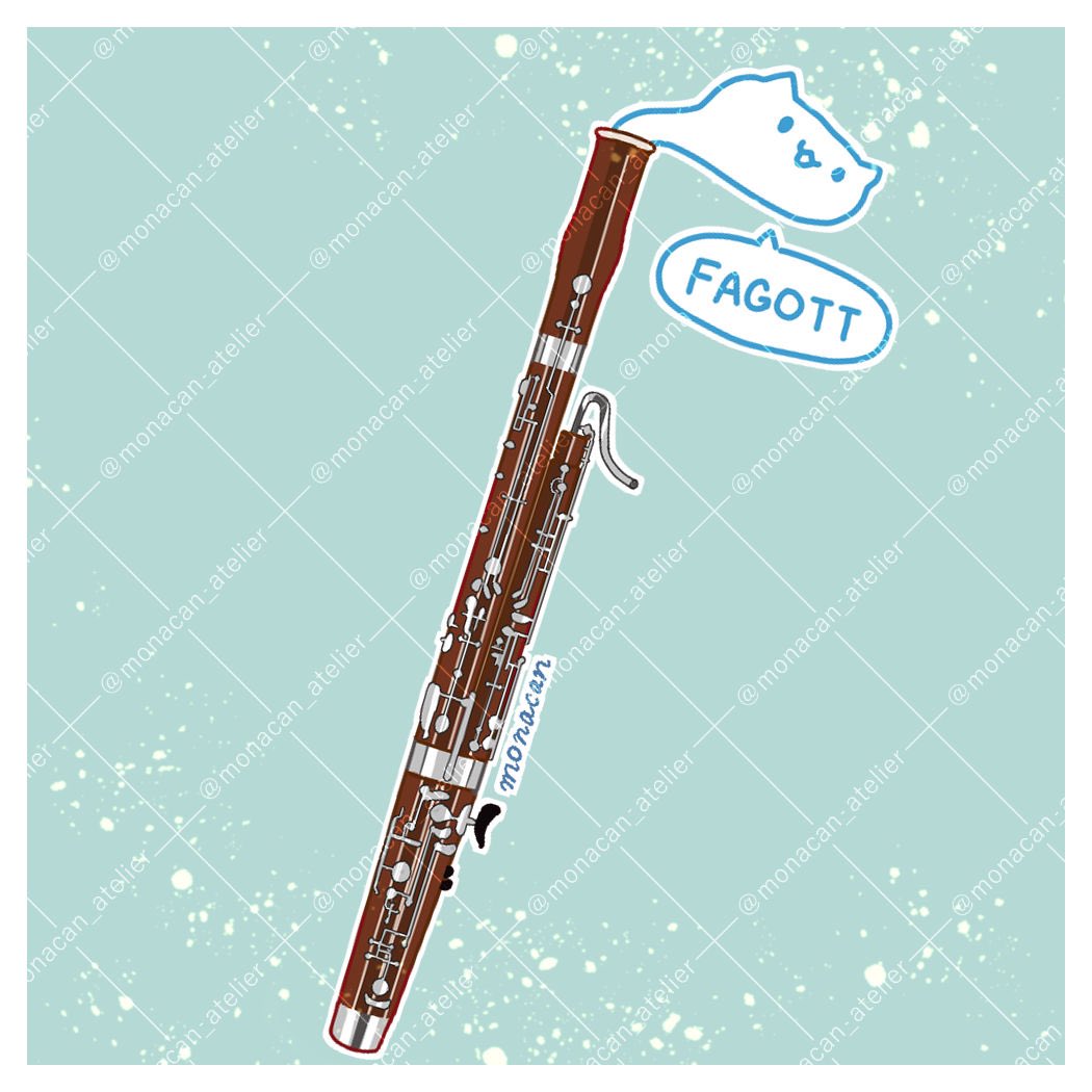 :3, aqua_background, bassoon, instrument, monacan_atelier, no_humans, object_focus, original
