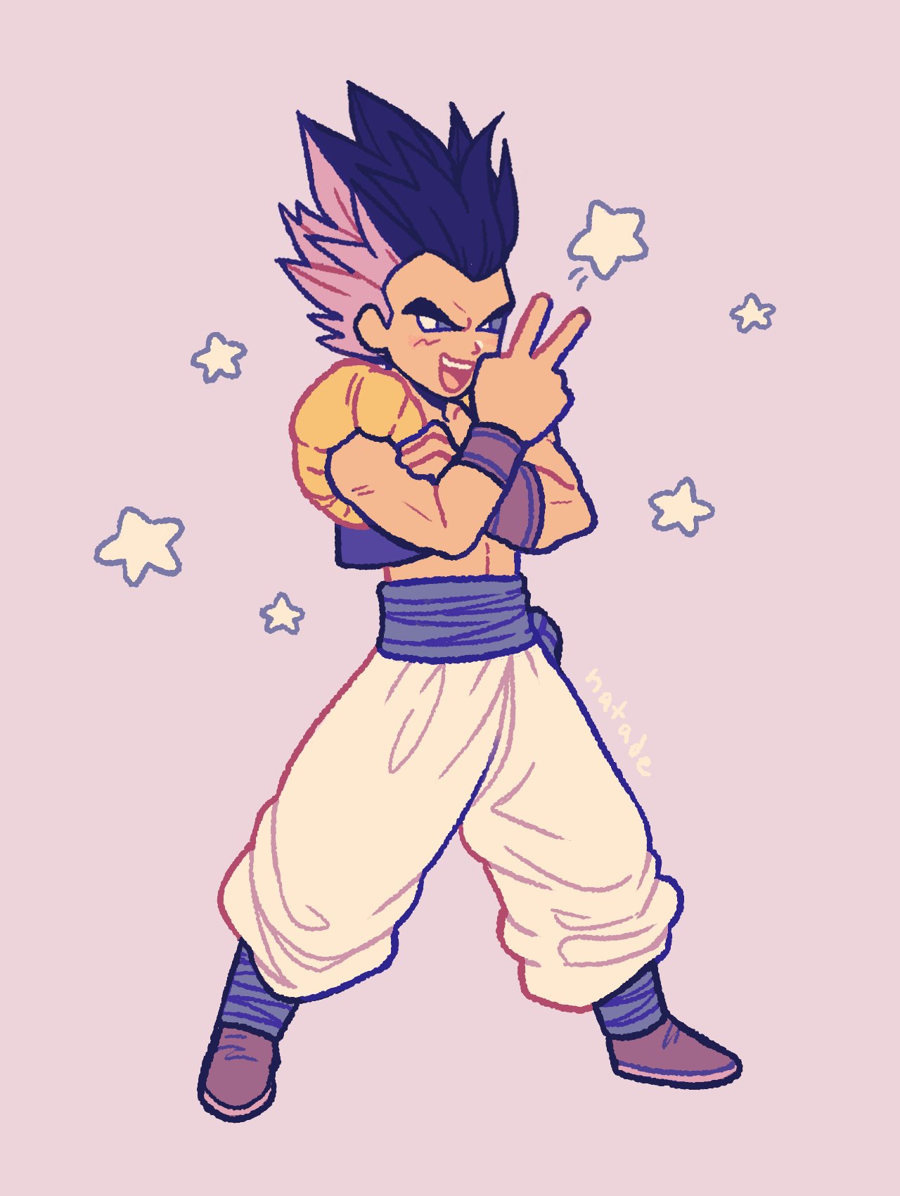 1boy, black_hair, blue_sash, commentary, commission, cropped_jacket, dragon_ball, english_commentary