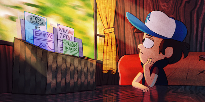 1boy, aqua_hat, arm_rest, artist_name, black_eyes, blue_coat, blue_vest, brown_hair