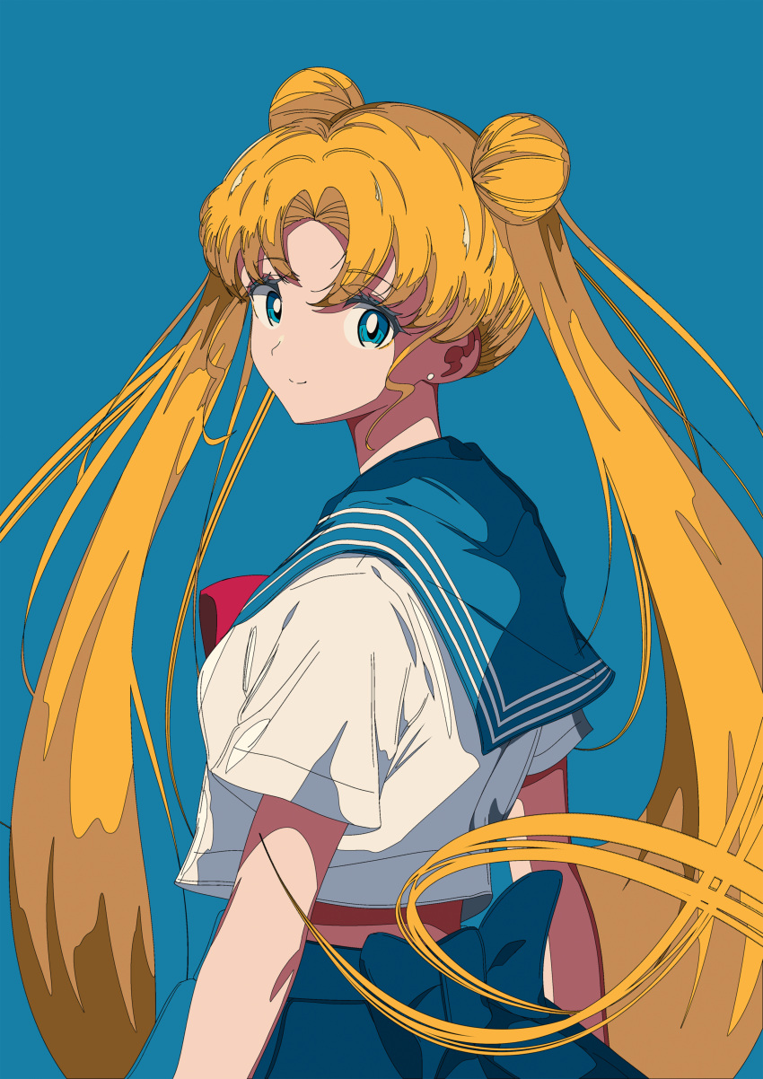 1girl, absurdres, back_bow, bishoujo_senshi_sailor_moon, blonde_hair, blue_background, blue_bow, blue_eyes