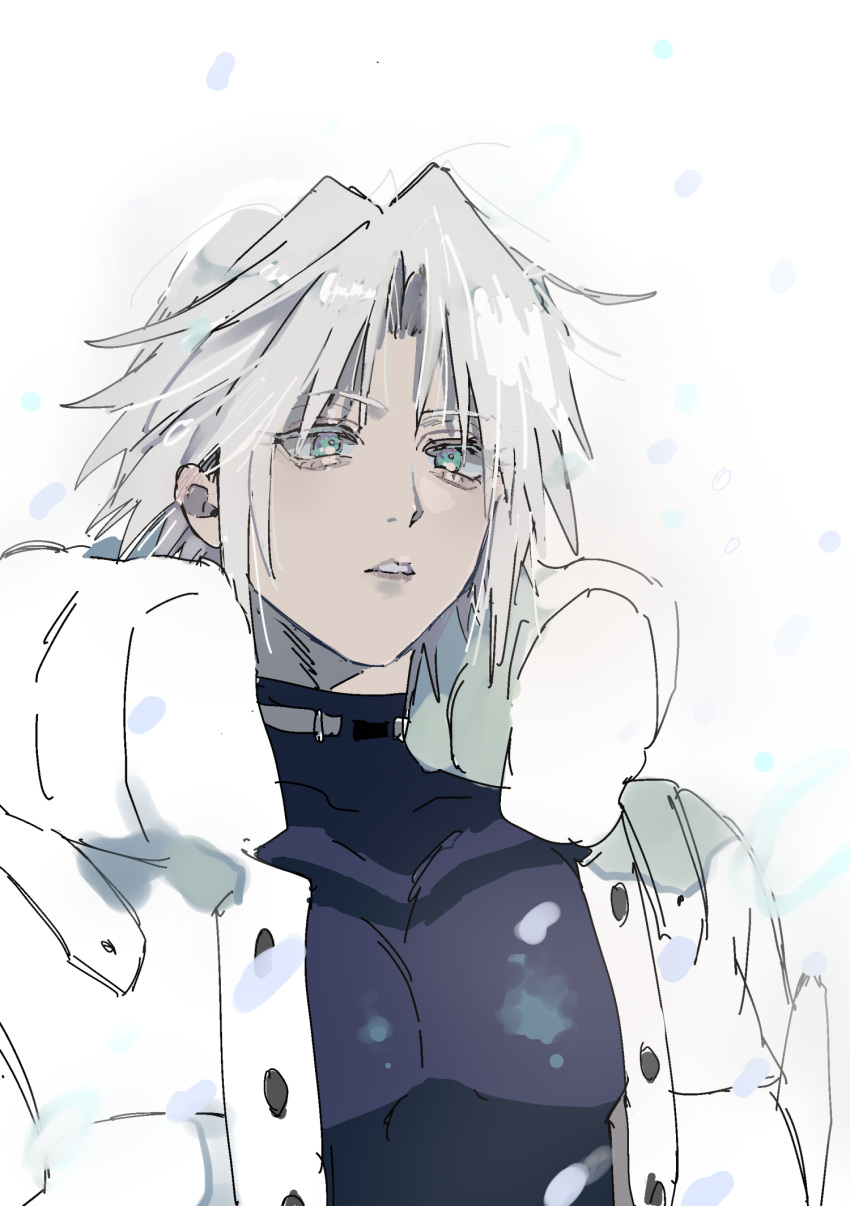 1boy, :o, aged_down, black_shirt, collar, commentary, final_fantasy, final_fantasy_vii