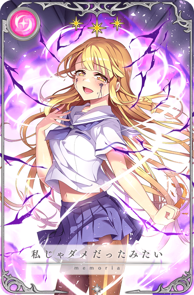 1girl, akanegasaki_middle_school_uniform, bare_arms, black_background, blonde_hair, blue_neckerchief, blue_skirt, breasts