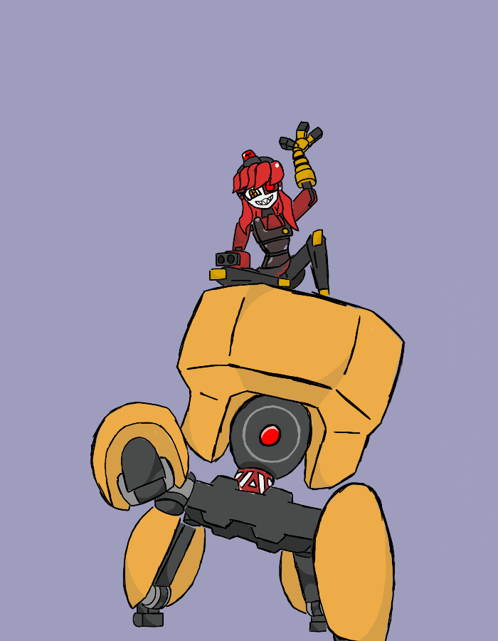 1girl, 86_-eightysix-, fido_(86), mimi-sentry_(flyingpiggles), non-web_source, robot, waving