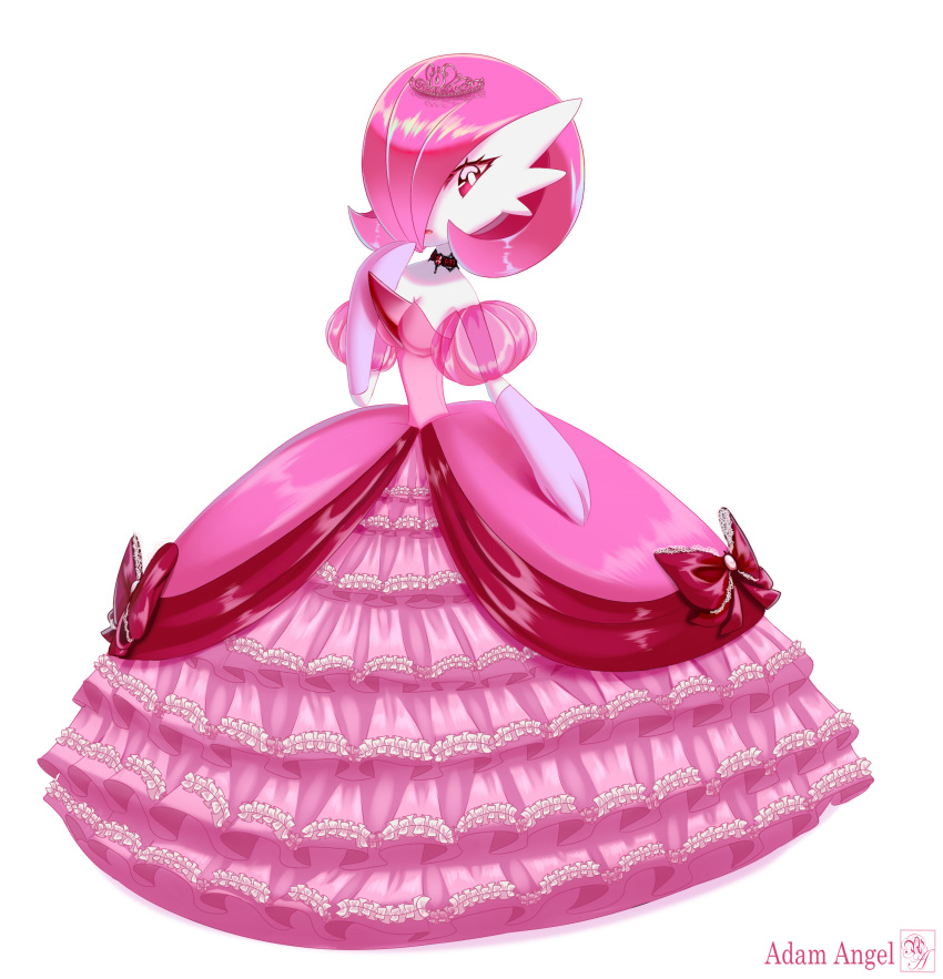 1girl, adam_angel, alternate_color, alternate_shiny_pokemon, artist_name, bob_cut, bow, choker