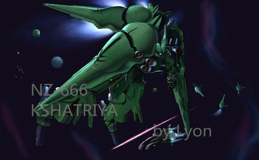 absurdres, beam_cannon, character_name, english_commentary, funnels_(gundam), gundam, gundam_unicorn, highres