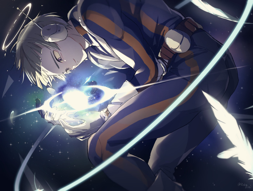 1boy, colored_skin, dragon_ball, dragon_ball_super, feathers, galaxy, giant, giant_male