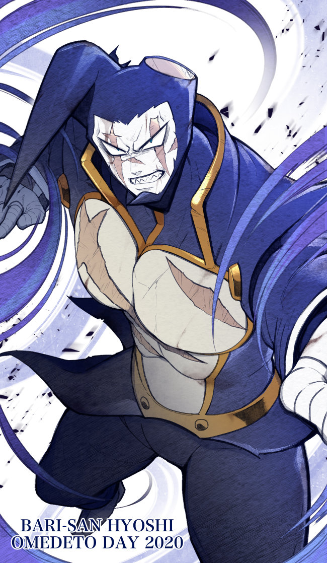 2020, angry, gouache_(medium), konjiki_no_gash!!, omede, omochi_(ankr_mochi), painting_(medium), scar