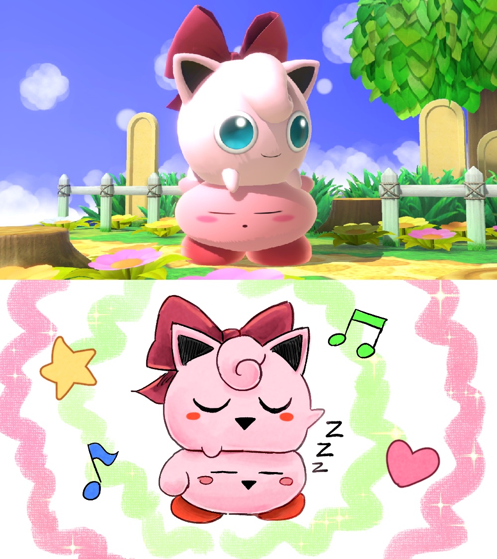 blush_stickers, closed_eyes, derivative_work, game_screenshot_inset, heart, imminent_death, jigglypuff, kicdon