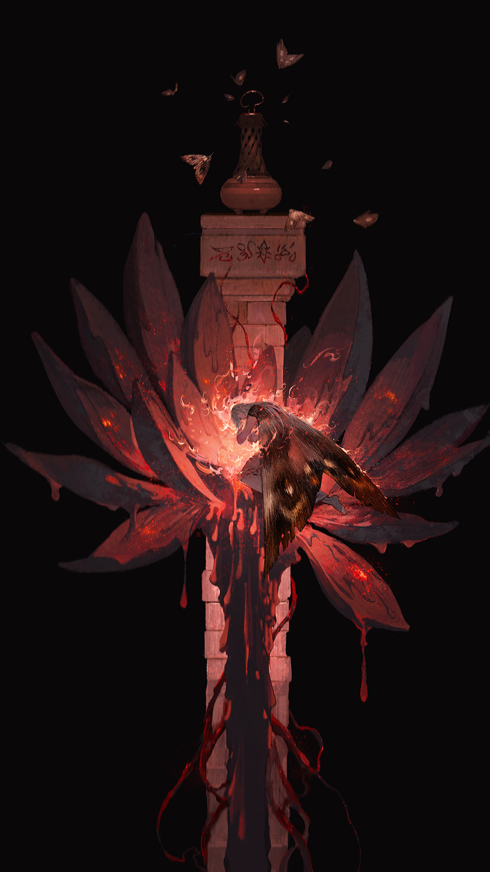1boy, chinese_clothes, flower, gujian_qitan_3, highres, ibuki_satsuki, long_hair, lotus
