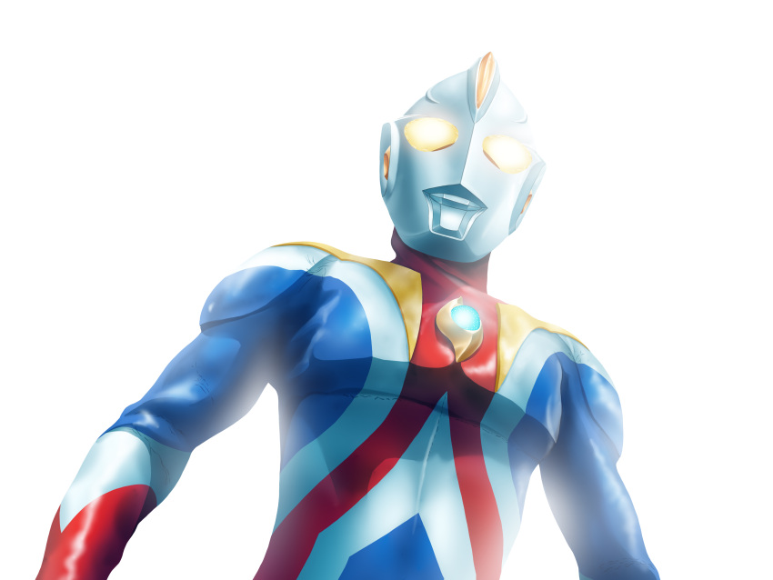 1boy, absurdres, alien, color_timer, commentary, compound_eyes, dorsal_fin, dutch_angle