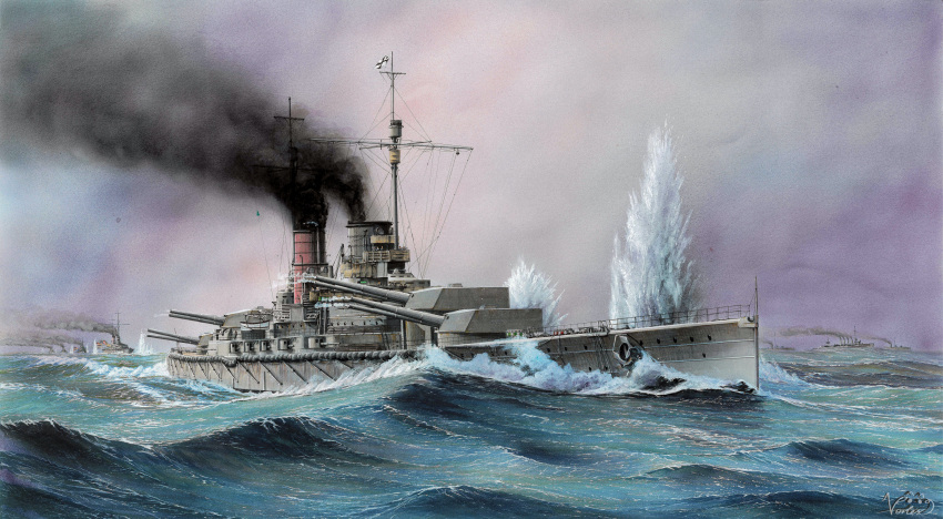 absurdres, battlecruiser, cannon, flag, highres, imperial_german_navy, mast, military_vehicle