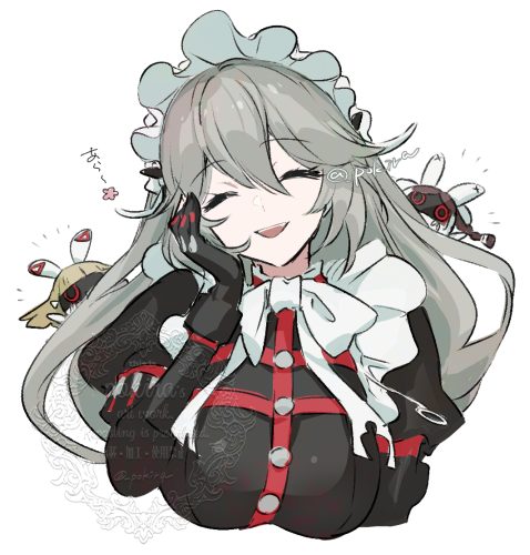 1girl, alexandrina_sebastiane, anastella_(zenless_zone_zero), black_gloves, closed_eyes, drusilla_(zenless_zone_zero), gloves, hair_between_eyes