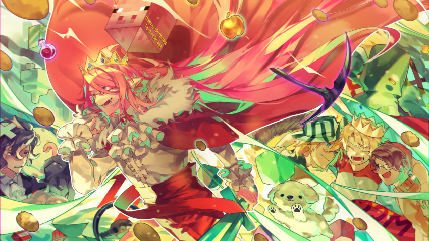 5boys, androgynous, animal, animification, apple, ascot, bird_boy, bird_wings