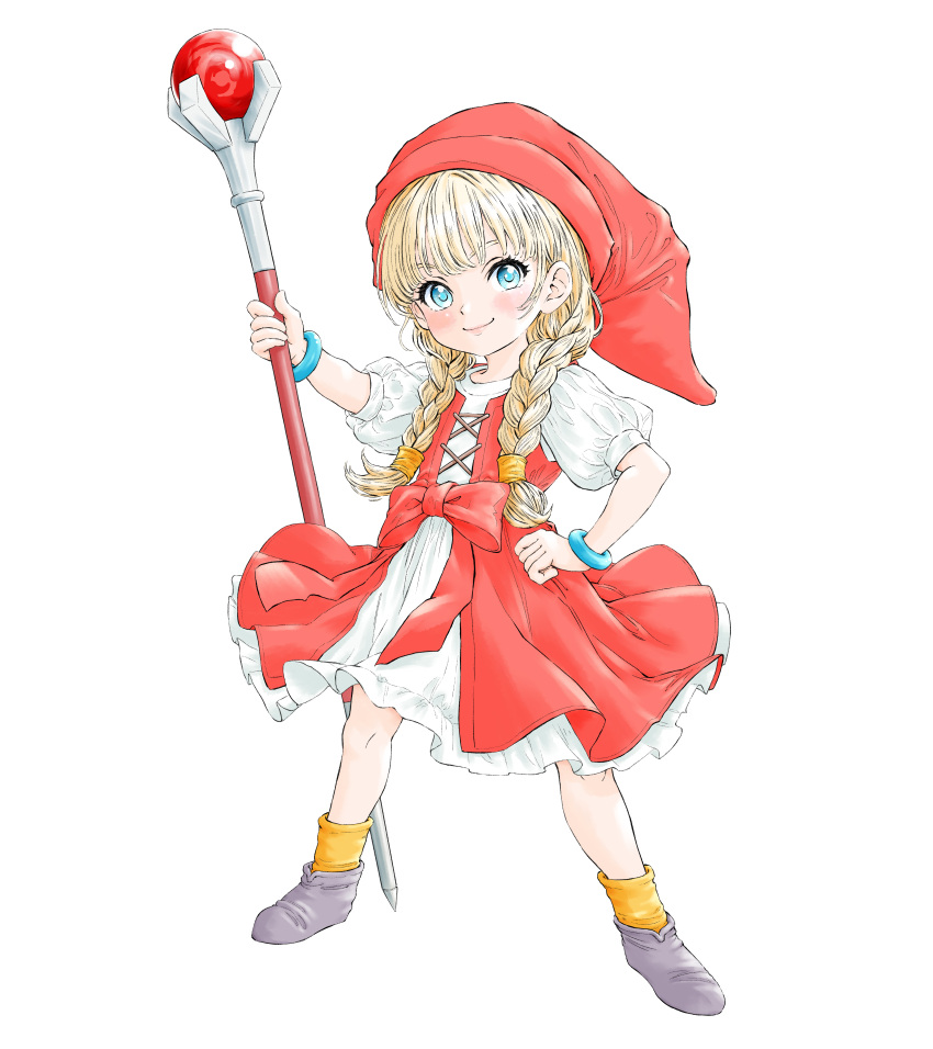 1girl, absurdres, blonde_hair, blue_eyes, blunt_bangs, bow, bracelet, braid