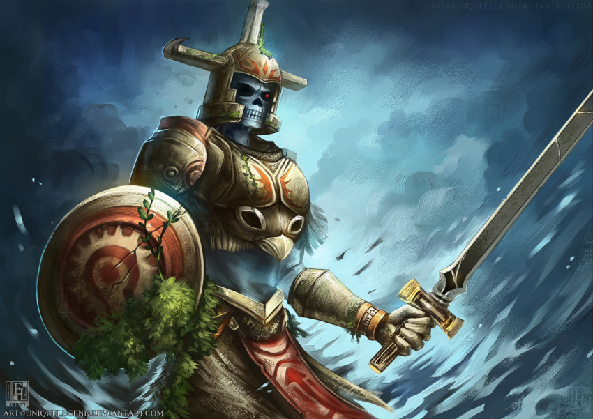 1boy, angry, armor, beak, clenched_teeth, commentary, crack, cracked_armor