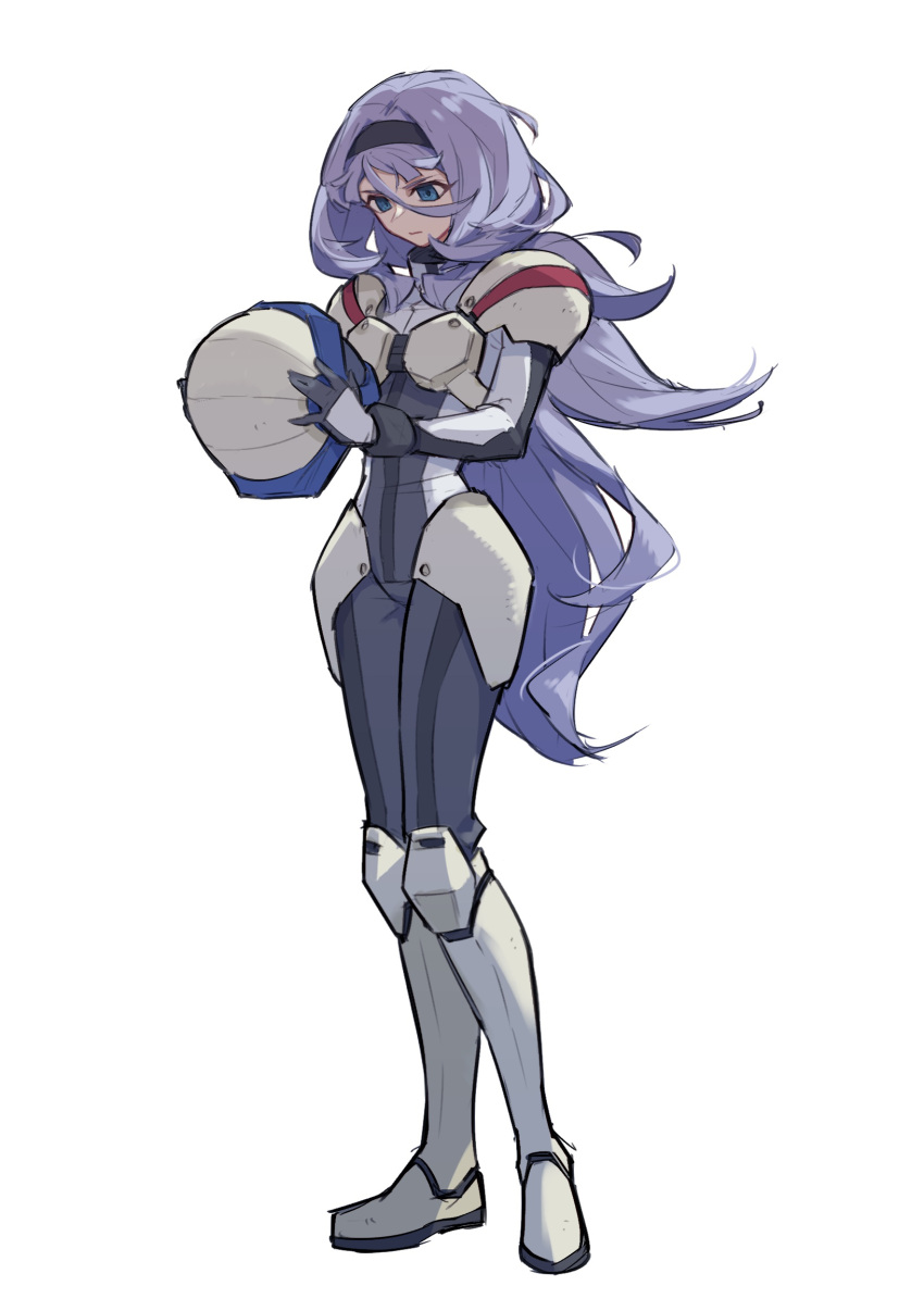 1girl, aged_up, almiria_bauduin, armored_bodysuit, blue_eyes, empty_eyes, full_body, gundam