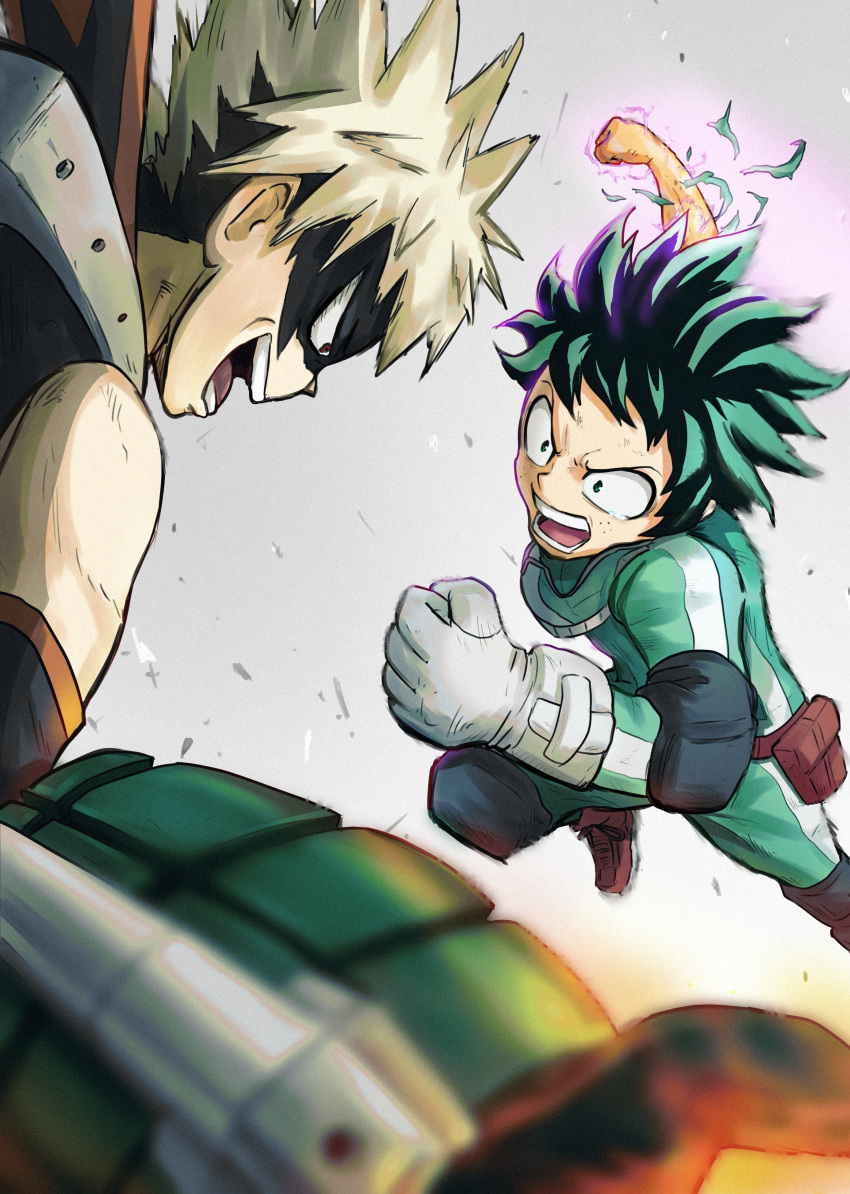 2boys, absurdres, bakugou_katsuki, blonde_hair, blurry, boku_no_hero_academia, clenched_hands, commentary_request