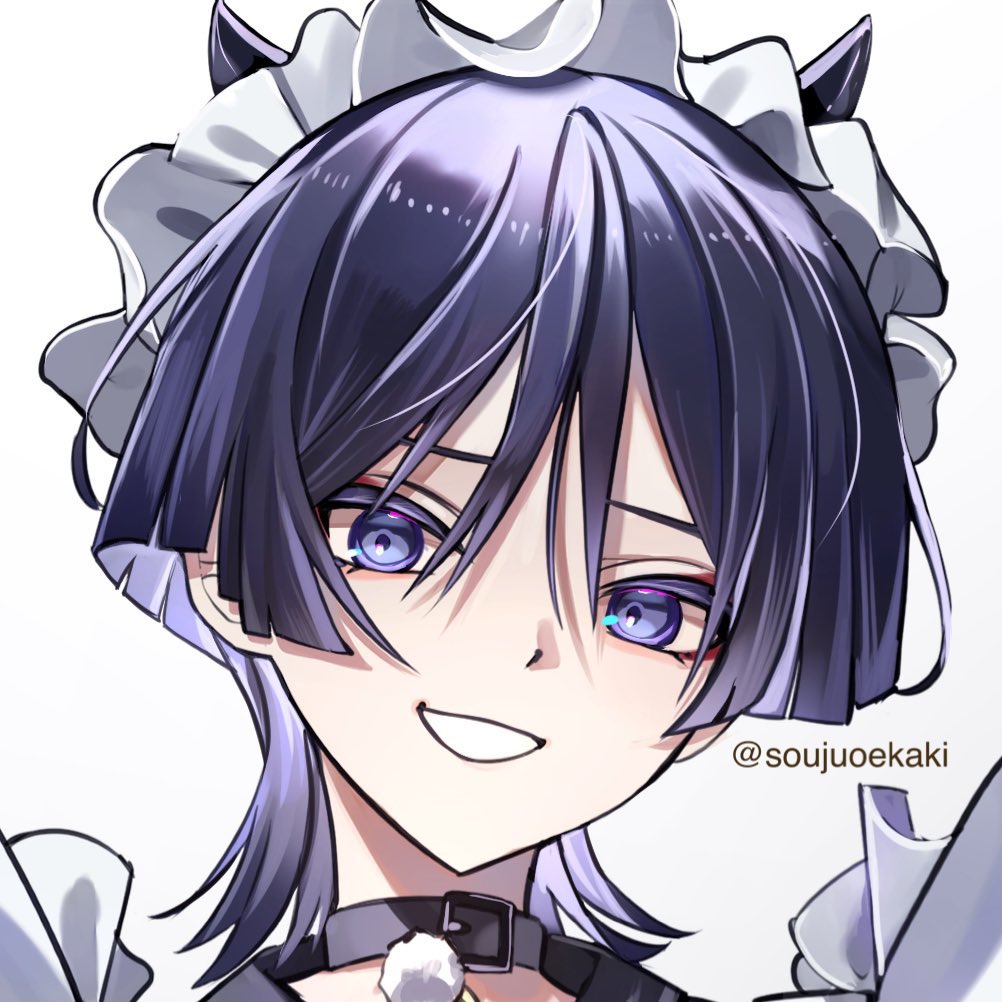 1boy, alternate_costume, animal_ears, aomiya_souju, black_collar, black_hair, blunt_ends, cat_ears