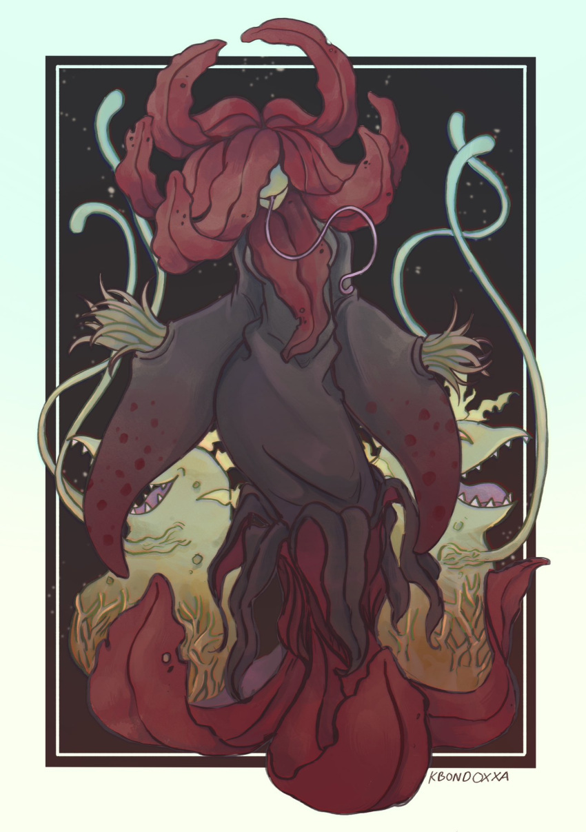 1girl, arms_up, black_dress, colored_skin, covered_eyes, digimon, digimon_(creature), dress