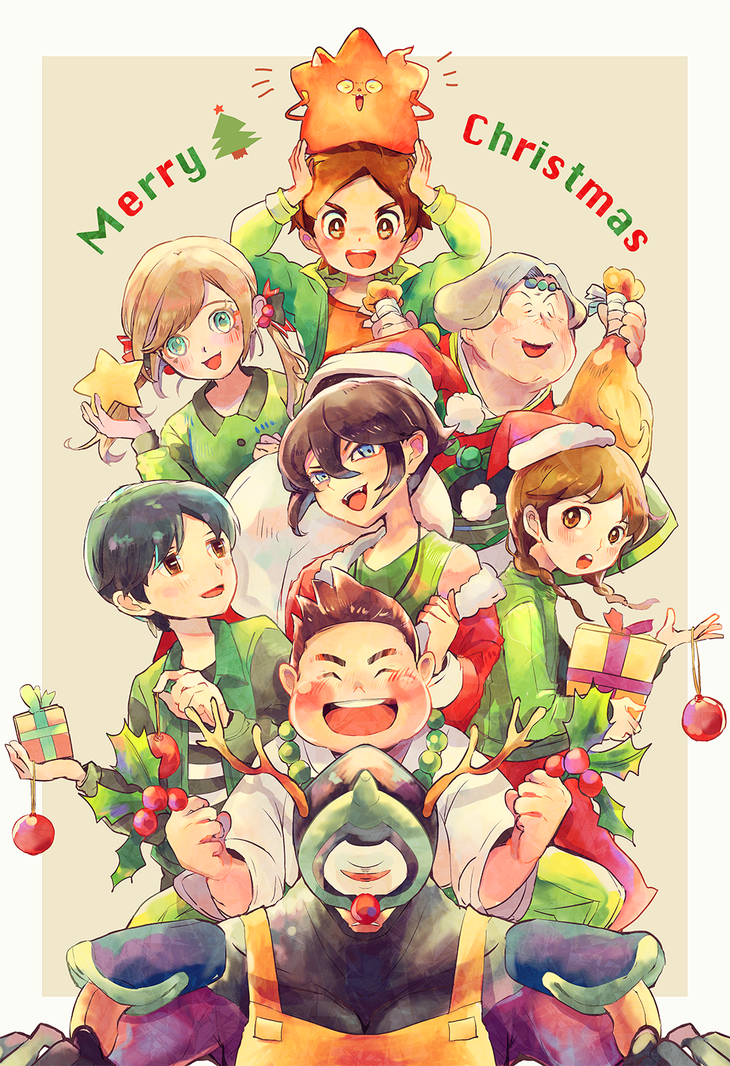 3girls, 5boys, amano_keesuke, amano_natsume, arihoshi_akinori, arihoshi_mitsue, braid, brother_and_sister