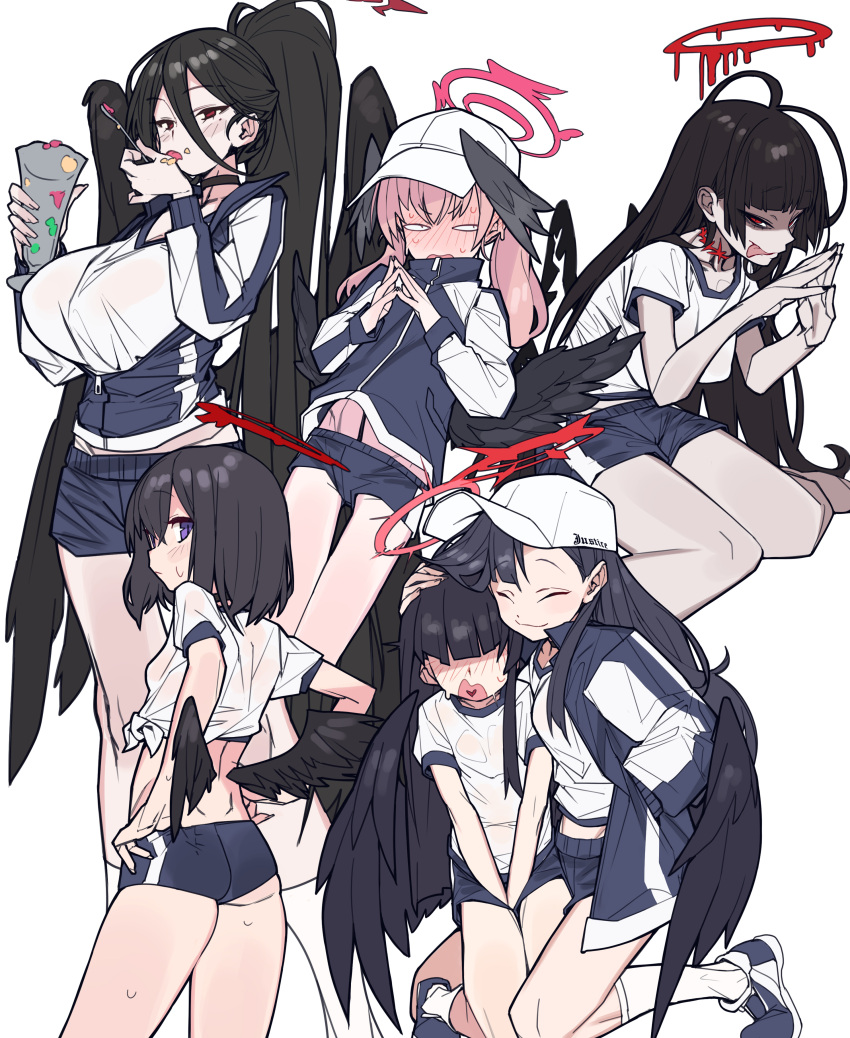 1girl, absurdres, black_hair, black_wings, blue_archive, blush, breasts, choker