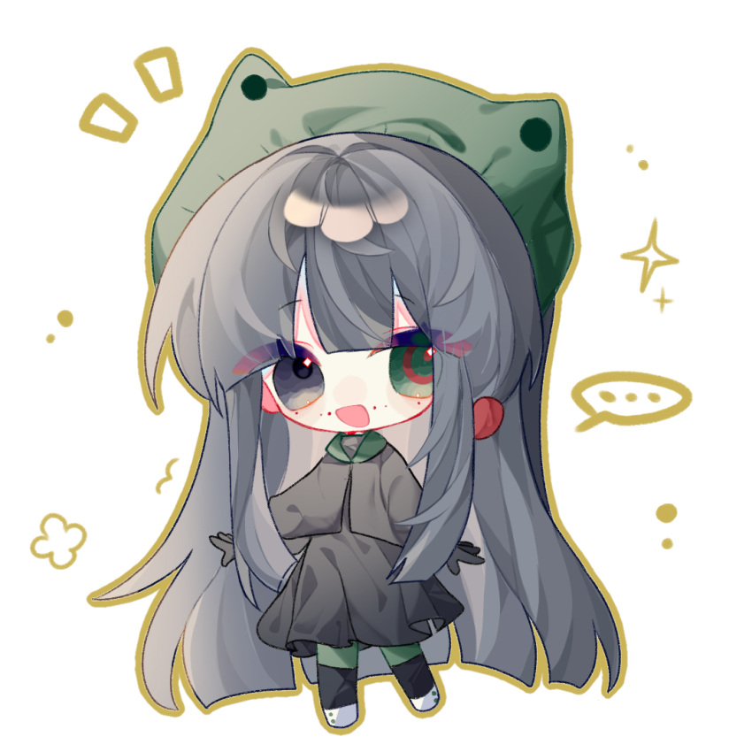 ..., 1girl, black_dress, black_eyes, black_gloves, black_hair, black_jacket, chibi