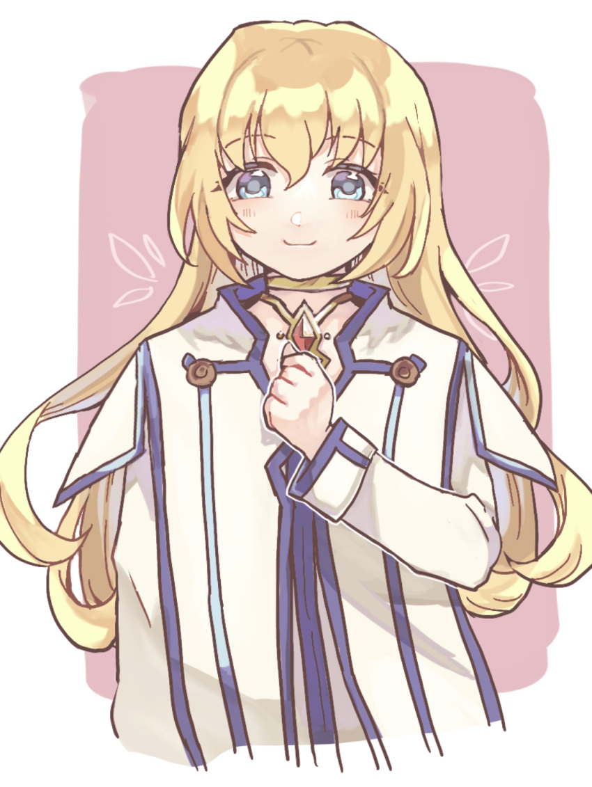 blonde_hair, blue_eyes, colette_brunel, dress, eyelashes, highres, light_blush, long_hair