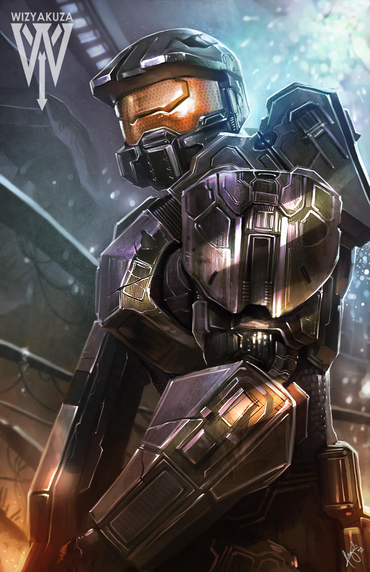 1boy, artist_name, assault_rifle, assault_visor, bullpup, commission, english_commentary, green_helmet