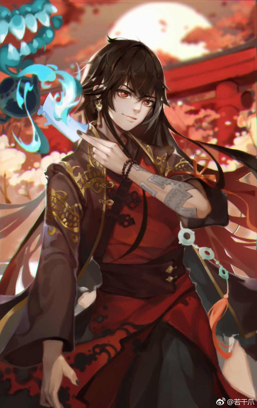 black_hair, bracelet, chinese_clothes, earrings, forever_7th_capital, highres, jade_pendant, jewelry