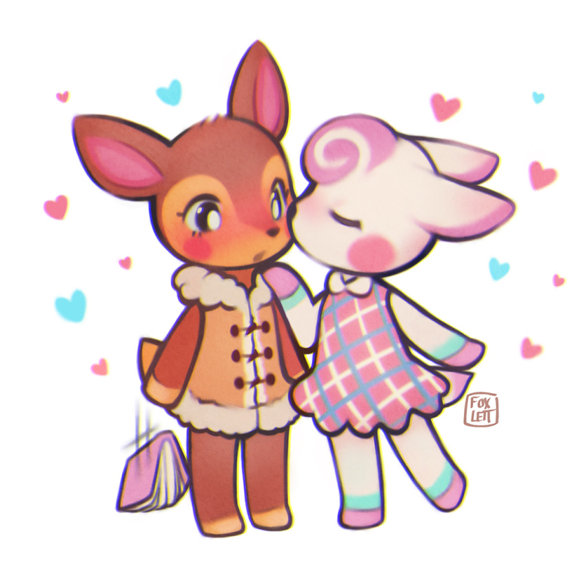2girls, animal_crossing, animal_ears, blush, book, chibi, chibi_only, closed_eyes