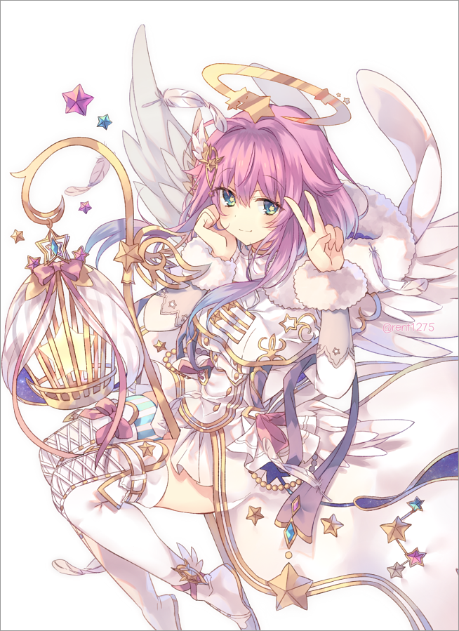 1girl, angel, angel_wings, birdcage, boots, cage, capelet, feathered_wings