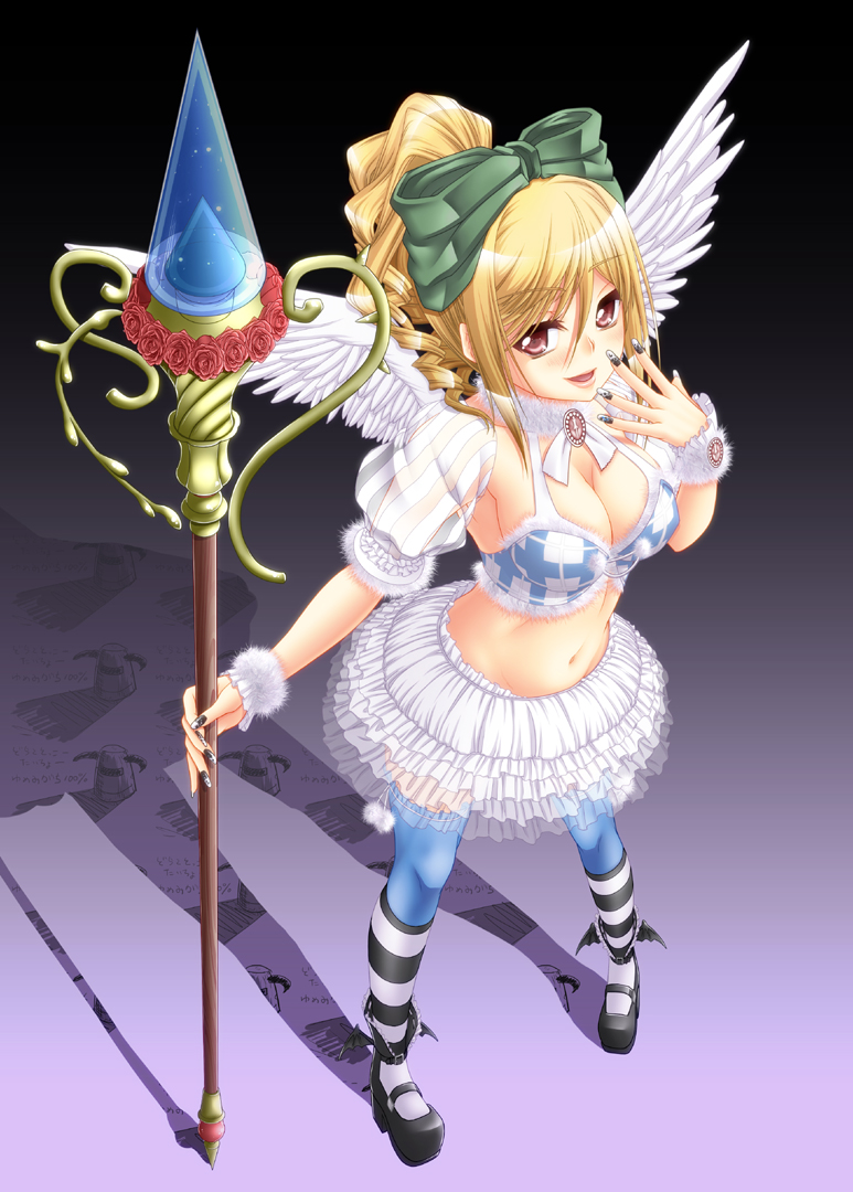 bow, breasts, bustier, choker, cleavage, fantasy_earth_zero, fingernails, hair_bow