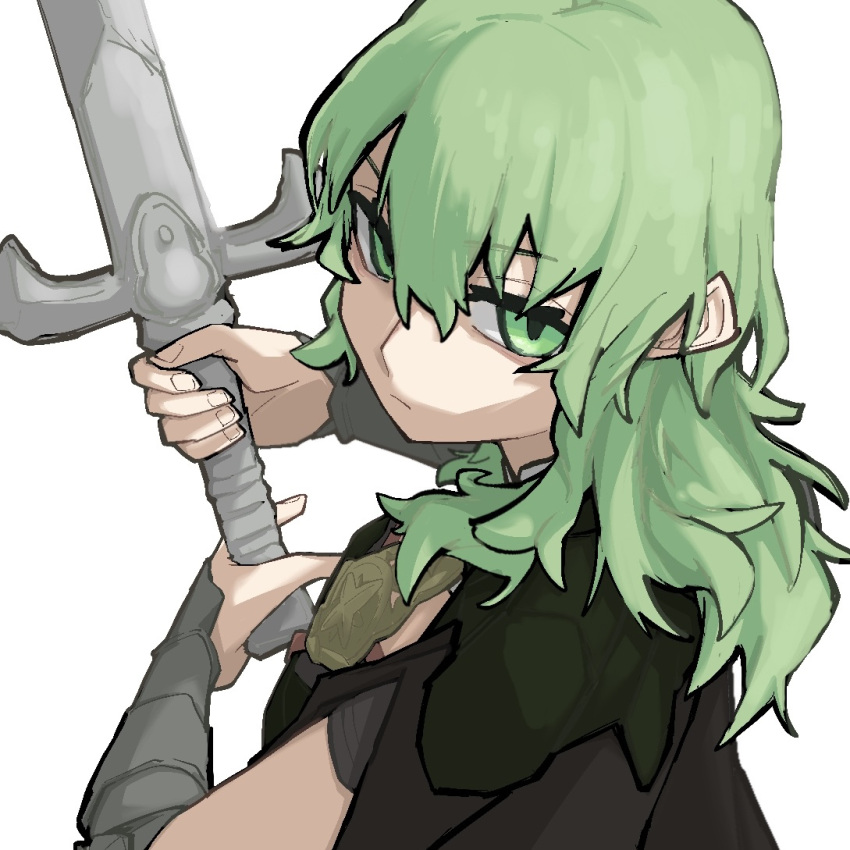 1girl, aaaakunaaaa, armor, black_armor, black_cape, byleth_(female)_(fire_emblem), byleth_(fire_emblem), cape
