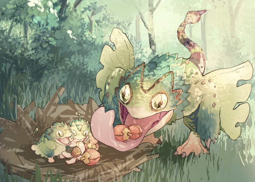 3others, ajpp6, animal, berry, bush, commentary_request, grass, green_fur