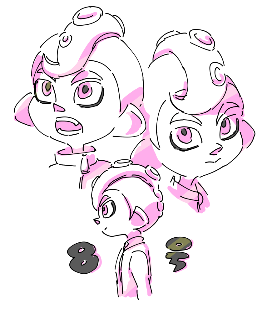 1boy, closed_mouth, hemosuke, male_focus, monochrome, multiple_views, octoling_boy, octoling_player_character