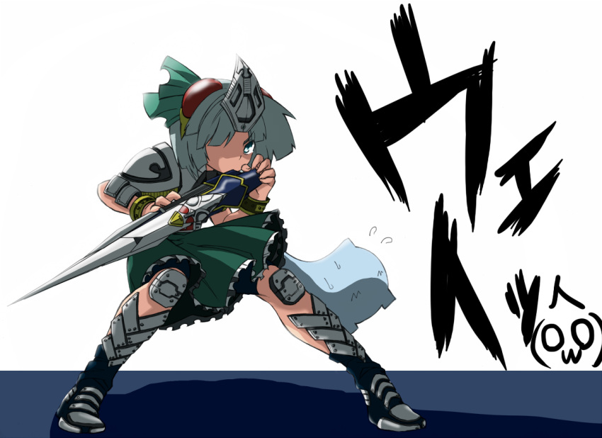 armor, hairband, kamen_rider, kamen_rider_blade, kamen_rider_blade_(series), konpaku_youmu, short_hair, silver_hair