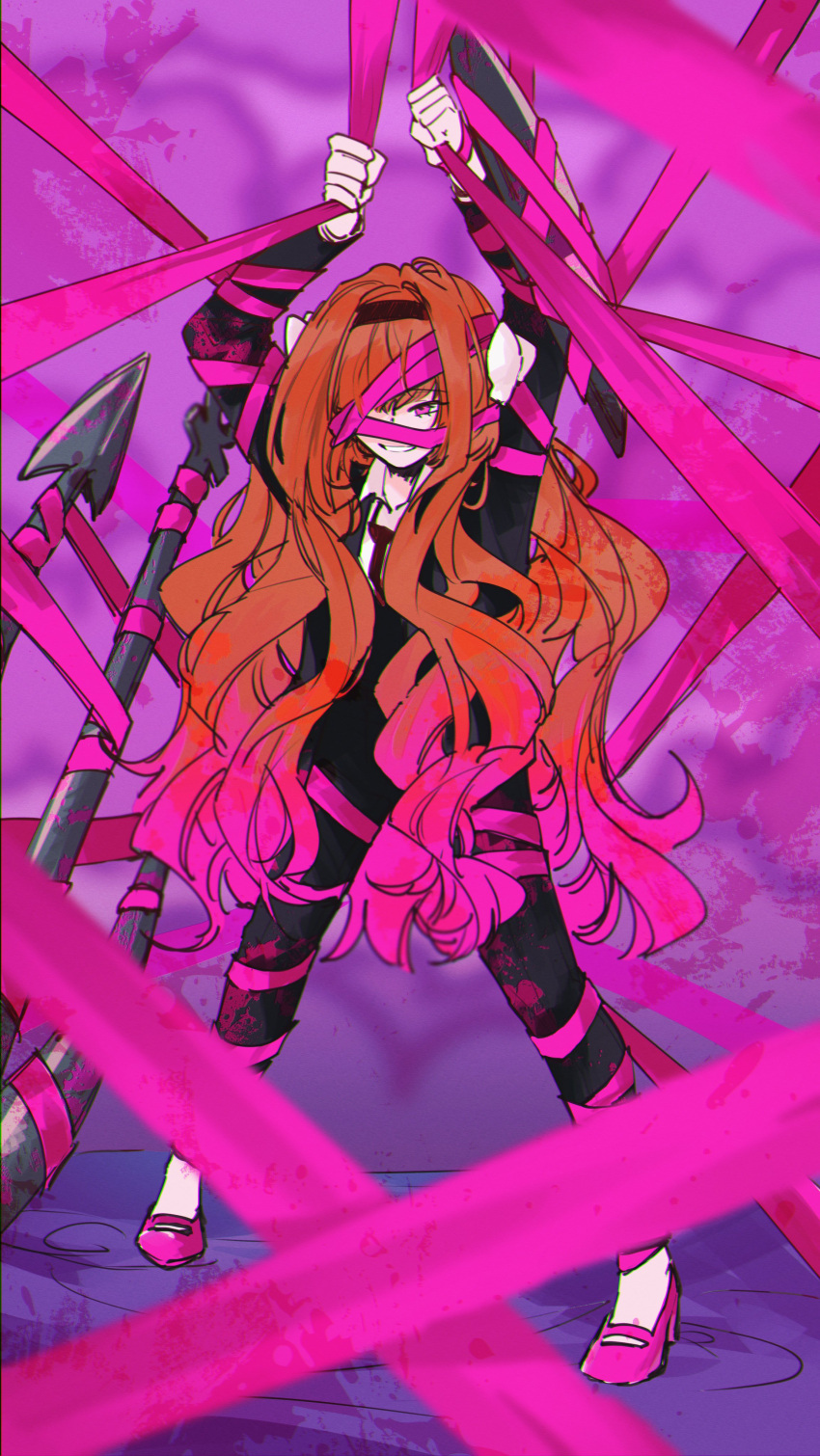 1girl, absurdres, arms_up, black_jacket, black_pants, bow, e.g.o_(project_moon), game_25_lol
