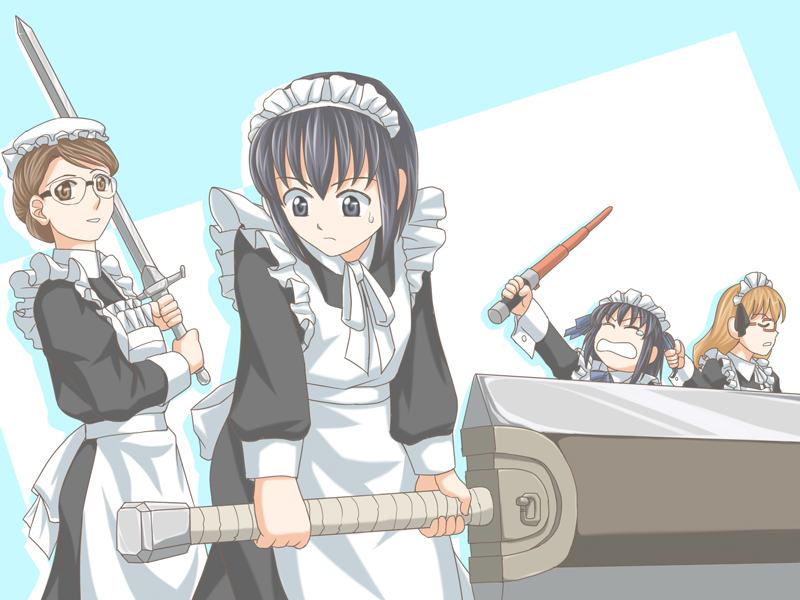 berserk, closed_eyes, crossover, dragonslayer_(sword), emma, energy_sword, eyes_closed, hair_pull