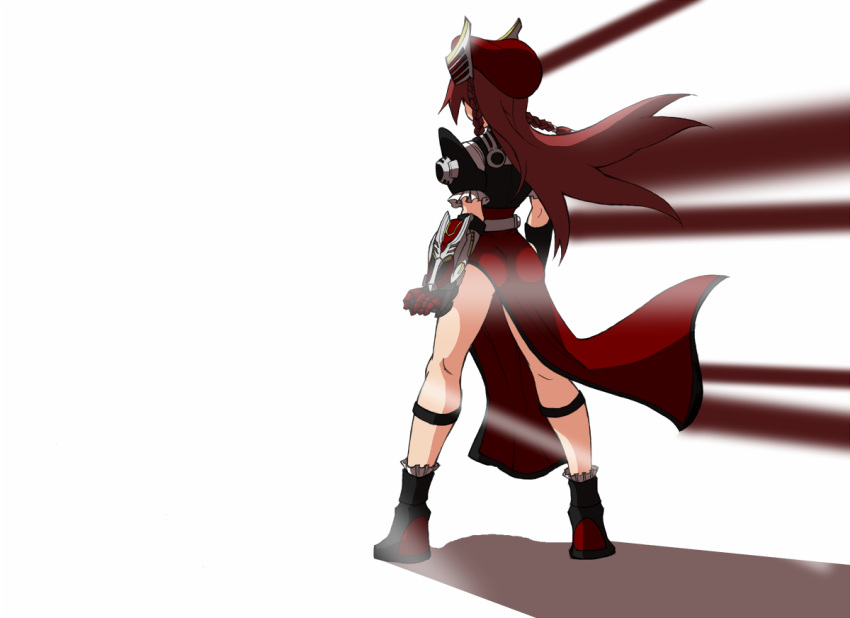 gloves, hat, hong_meiling, kamen_rider, kamen_rider_ryuki, kamen_rider_ryuki_(series), long_hair, red_hair